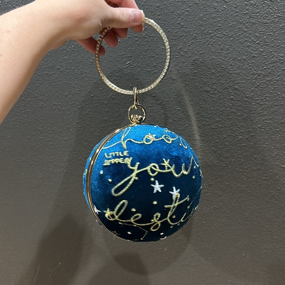 Astronomy star themed blue gold evening bag clutch rhinestone space - Picture 4 of 7